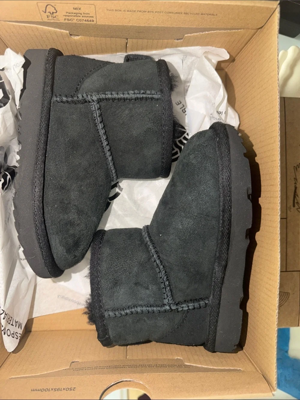 UGG Black Classic Mini II Boots Box Label
